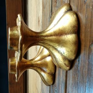 VTG pair of freeman Mcfarlin anthony gold leaf candle holders